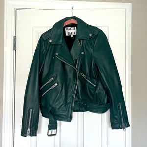 Walter Baker Genuine Leather Jacket / Moto Jacket / Coat / Green